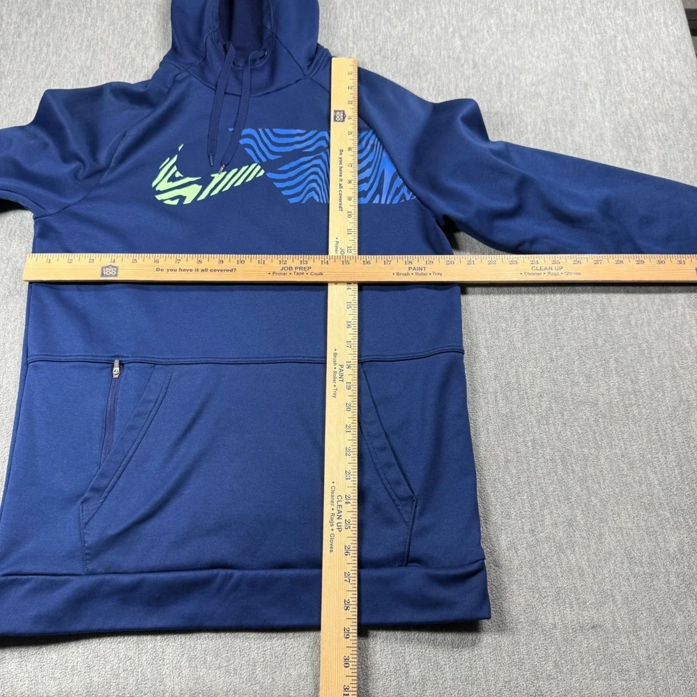 Nike Hoodie Mens Medium Blue Dri-Fit Standard Fit Therma Fleece Training Athleti